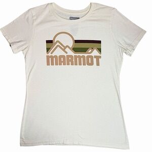Marmot Shirt Womens Medium Graphic Tee Mountain‎ Outdoor Hiking Fitted Gorpcore